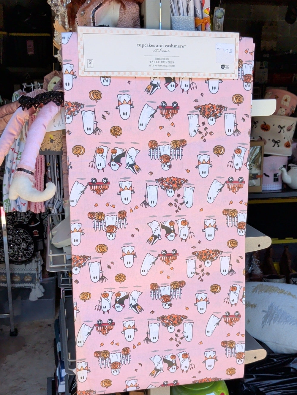 cupcakes & cashmere Pink Ghosts Halloween Table Runner
